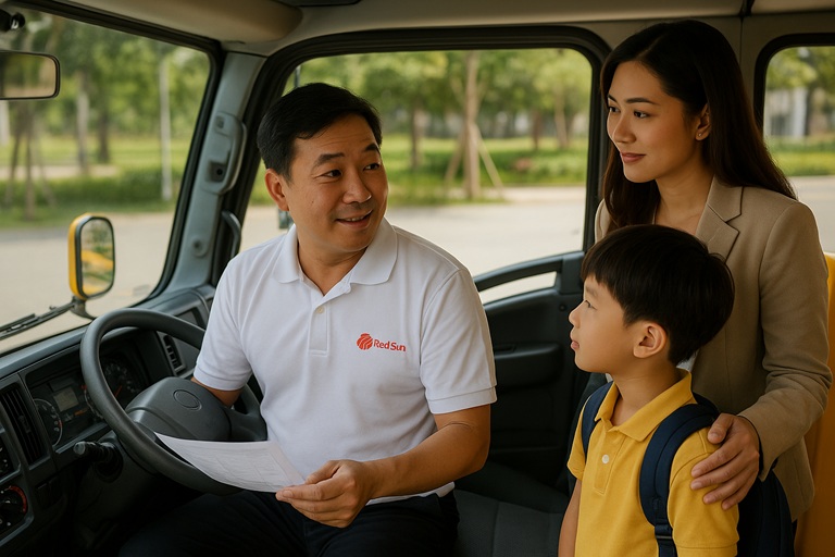 Phu huynh có thể trao đổi trực tiếp với tài xế về cung đường để chon phương án tốt nhất